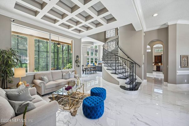 Dining room, Interior, Living room, Marble, Recessed Lighting