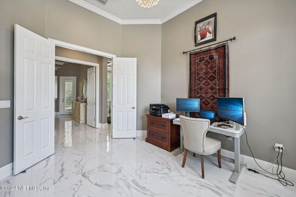 Chandelier, Home Office, Interior, Marble