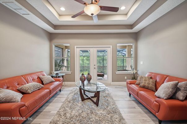 Interior, Living room, Recessed Lighting, Wood Texture Flooring