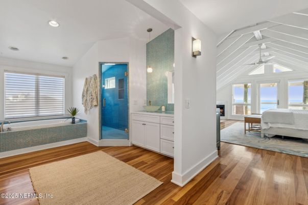 Bathroom, Bedroom, Interior, Recessed Lighting, Wood Texture Flooring