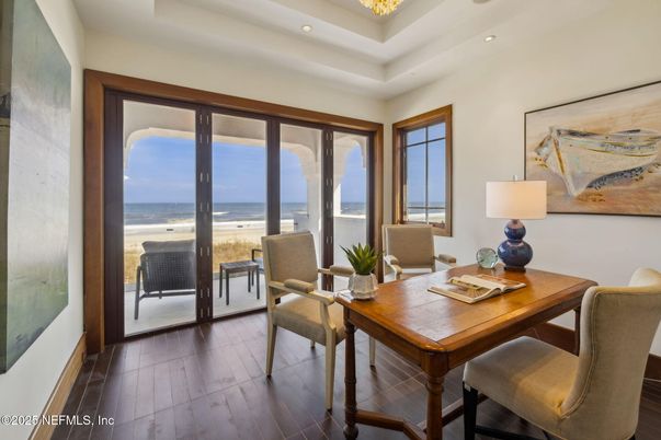Dining room, Interior, Recessed Lighting, Water, Wood Texture Flooring