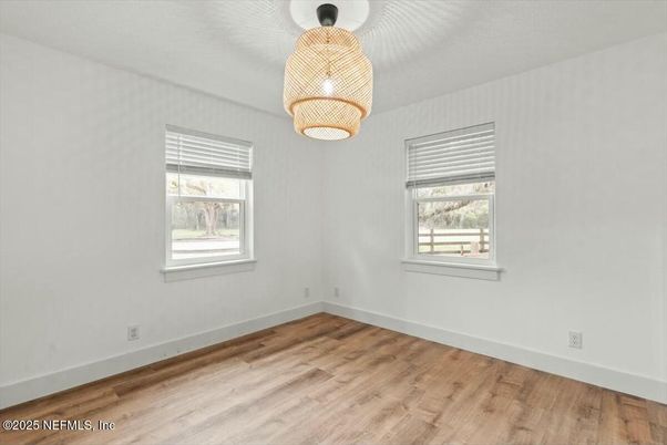 Empty room, Interior, Pendant Lights, Wood Texture Flooring