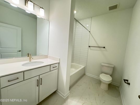Bathroom, Dual Sink Vanities, Glass Shower, Interior, Marble, Recessed Lighting