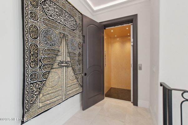 Elevator, Interior, Recessed Lighting, Wooden Walls
