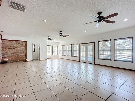 Empty room, Interior, Recessed Lighting, Stone Walls