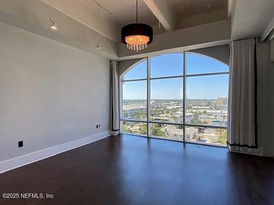 Chandelier, Empty room, Interior, Wood Texture Flooring