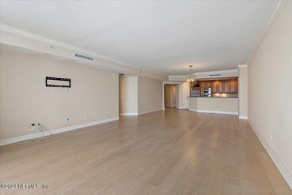 Chandelier, Empty room, Interior, Wood Texture Flooring