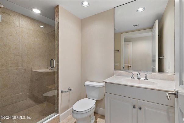 Bathroom, Glass Shower, Interior, Recessed Lighting
