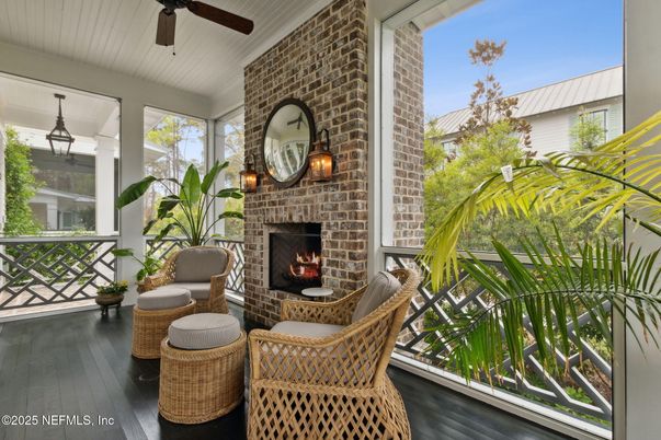 Fireplace, Interior, Stone Walls, Wood Texture Flooring