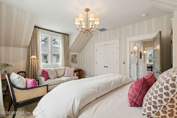 Bedroom, Chandelier, Interior