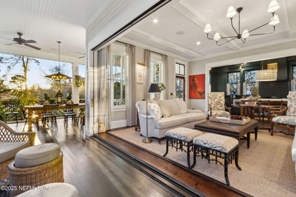 Chandelier, Dining room, Interior, Living room, Pendant Lights, Recessed Lighting, Wood Texture Flooring