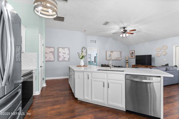Interior, Kitchen, Stainless Steel Appliances, Wood Texture Flooring