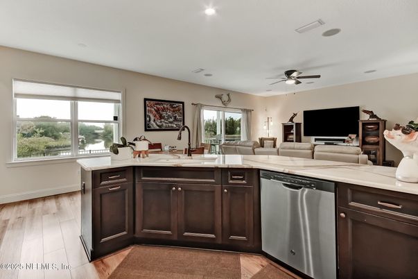 Interior, Kitchen, Recessed Lighting, Wood Texture Flooring