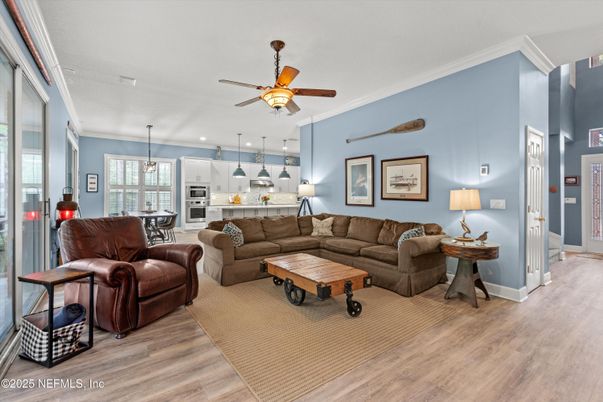 Interior, Kitchen, Living room, Pendant Lights, Recessed Lighting, Stainless Steel Appliances, Wood Texture Flooring