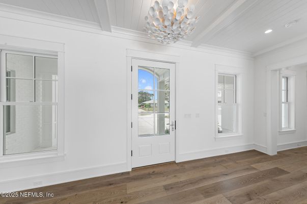 Empty room, Interior, Pendant Lights, Recessed Lighting, Wood Texture Flooring