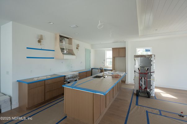 Interior, Kitchen, Recessed Lighting, Wood Texture Flooring