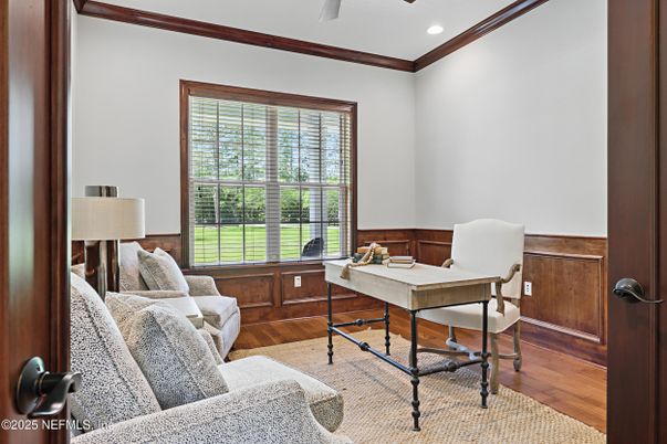 Home Office, Interior, Recessed Lighting, Wood Texture Flooring