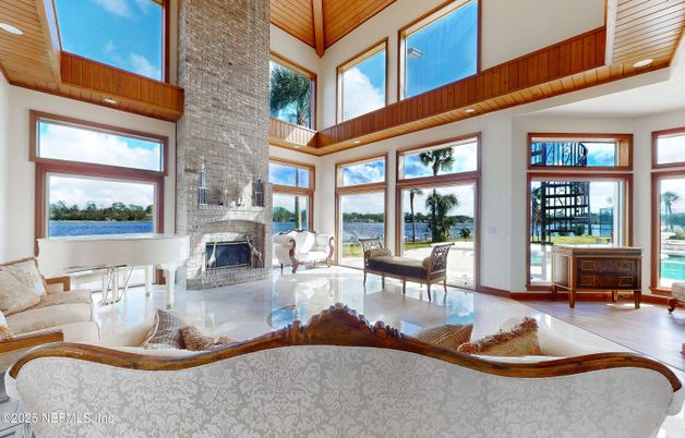 Fireplace, Interior, Living room, Piano, Wooden Ceilings
