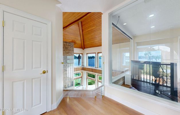 Interior, Pendant Lights, Recessed Lighting, Stone Walls, Wooden Ceilings, Wood Texture Flooring