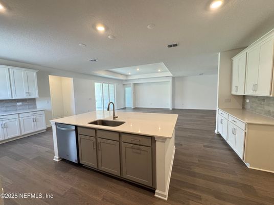 Interior, Kitchen, Recessed Lighting, Wood Texture Flooring