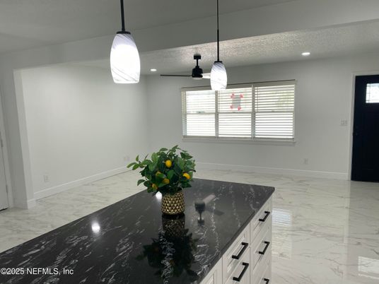 Interior, Kitchen, Marble, Pendant Lights, Recessed Lighting