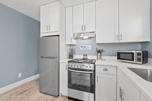 Interior, Kitchen, Stainless Steel Appliances, Wood Texture Flooring