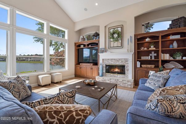 Fireplace, Interior, Living room, Recessed Lighting, Water