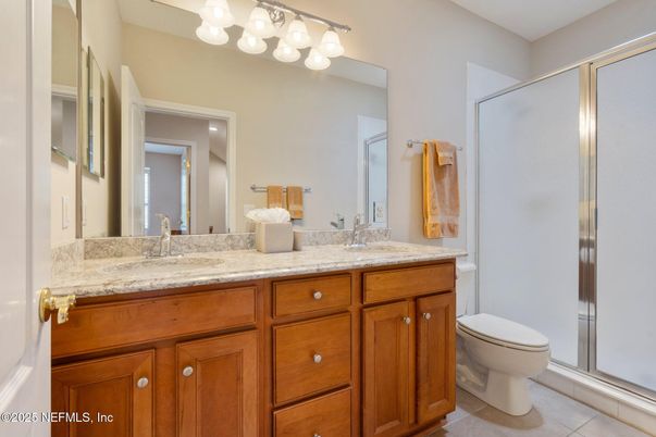 Bathroom, Dual Sink Vanities, Glass Shower, Interior