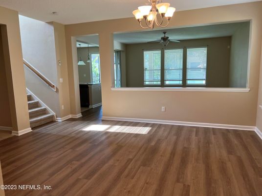 Chandelier, Empty room, Interior, Wood Texture Flooring