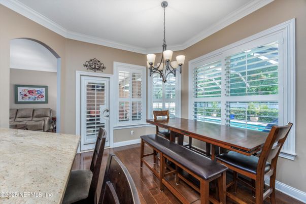 Chandelier, Dining room, Interior, Wood Texture Flooring