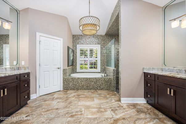 Bathroom, Glass Shower, Interior, Pendant Lights