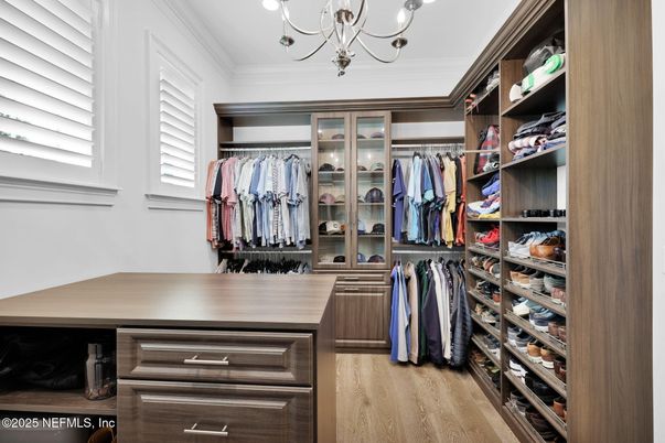 Chandelier, Interior, Walk-in Closets, Wood Texture Flooring