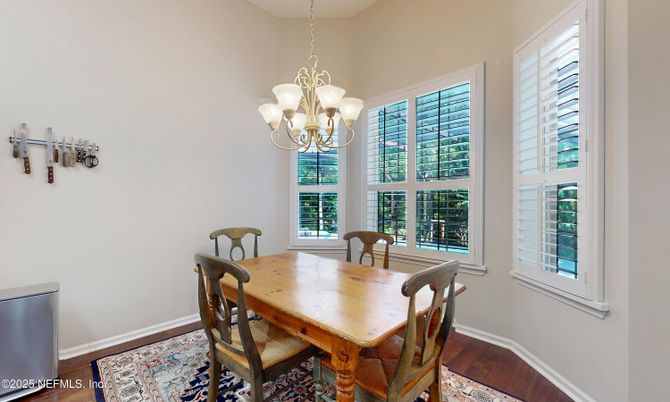 Chandelier, Dining room, Interior, Wood Texture Flooring