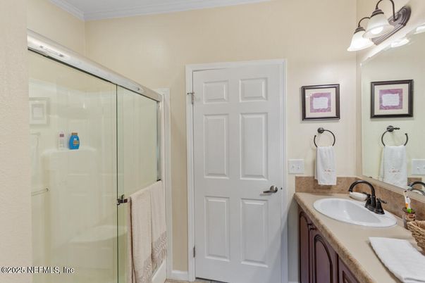 Bathroom, Dual Sink Vanities, Glass Shower, Interior
