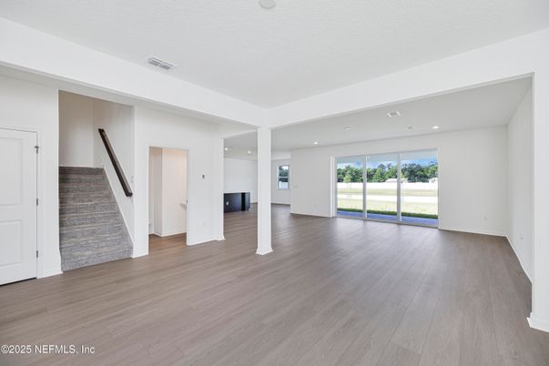 Empty room, Interior, Recessed Lighting, Wood Texture Flooring