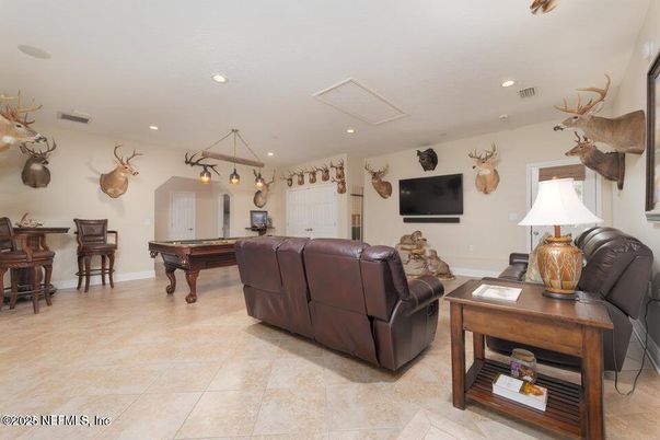 Billiard Table, Game Room, Interior, Living room, Pendant Lights, Recessed Lighting