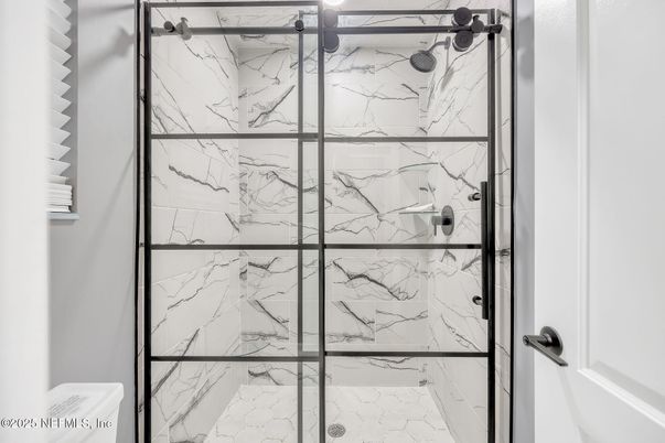 Bathroom, Glass Shower, Interior, Marble Walls