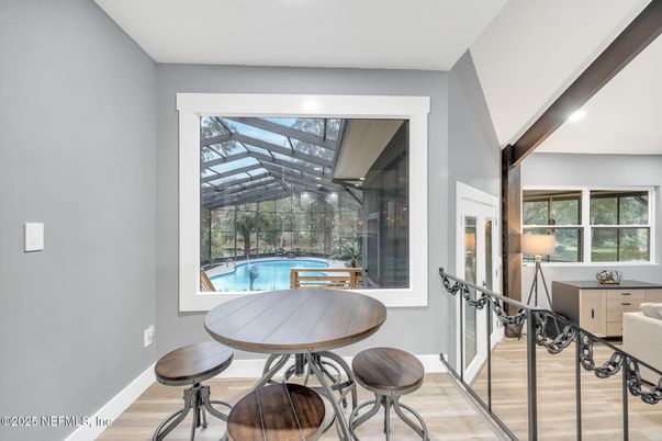 Glass Ceilings, Interior, Pool, Sun Room, Wood Texture Flooring