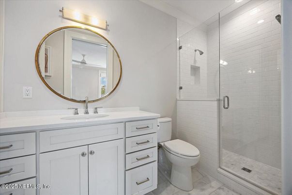 Bathroom, Dual Sink Vanities, Glass Shower, Interior, Marble