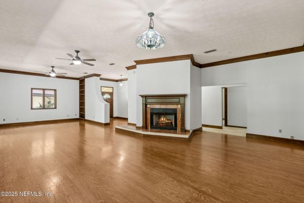 Empty room, Fireplace, Interior, Wood Texture Flooring