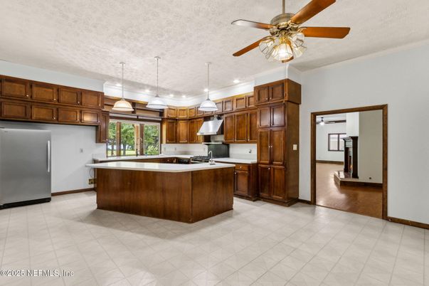Interior, Kitchen, Pendant Lights, Wood Texture Flooring