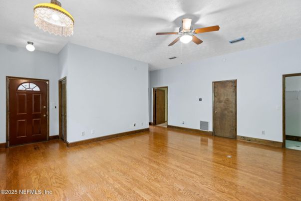 Chandelier, Empty room, Interior, Wood Texture Flooring