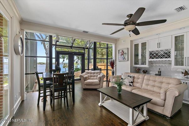 Dining room, Interior, Living room, Sun Room, Wood Texture Flooring