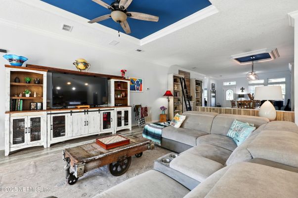 Dining room, Interior, Living room, Pendant Lights, Wood Texture Flooring
