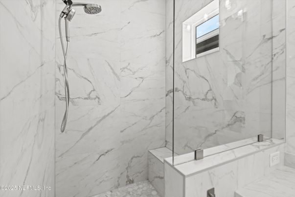 Bathroom, Glass Shower, Interior, Marble Walls