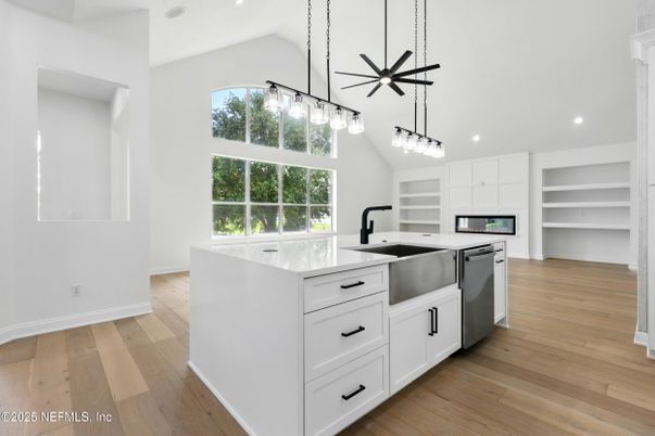 Interior, Kitchen, Pendant Lights, Recessed Lighting, Wood Texture Flooring