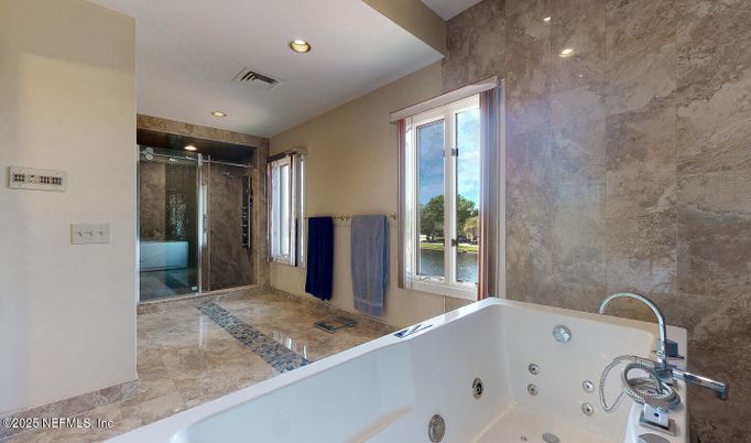 Bathroom, Glass Shower, Interior, Recessed Lighting