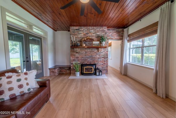 Fireplace, Interior, Stone Walls, Wooden Ceilings, Wood Texture Flooring