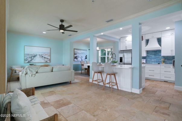 Dining room, Interior, Kitchen, Living room, Recessed Lighting