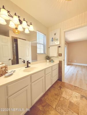 Bathroom, Dual Sink Vanities, Interior, Wood Texture Flooring